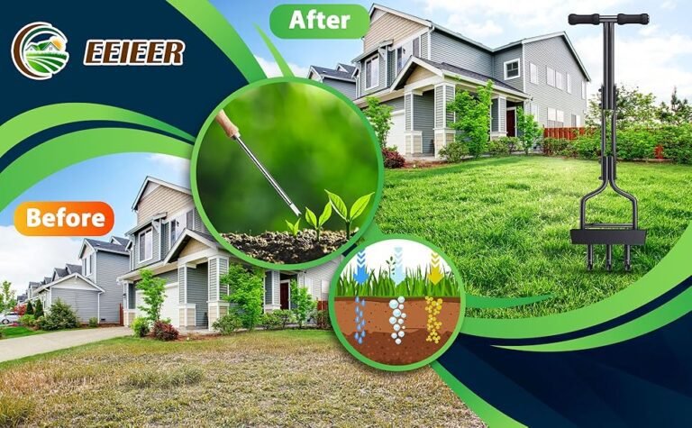Manual Lawn Aerator Tool with Soil Storage Basket - 2025 Upgraded Aerator Lawn Too